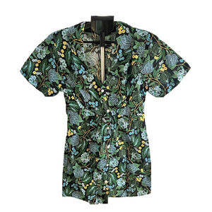 NWT R.G KANE FLORAL PRINT GREEN AND BLUE MINI DRESS WITH SHORT SLEEVES